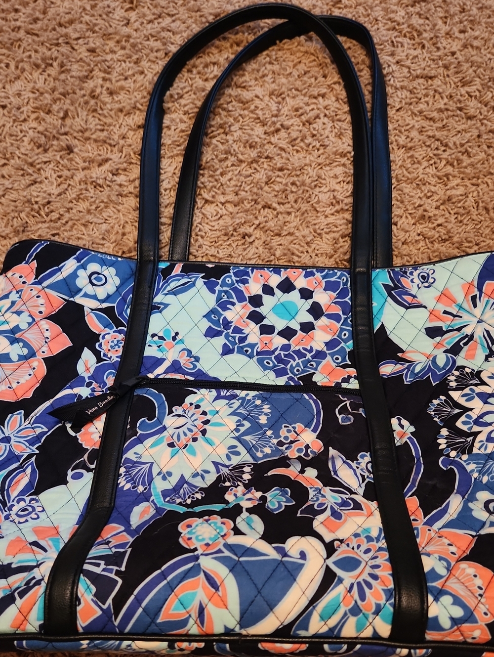 Vera Bradley Navy Floral Quilted Tote Bag